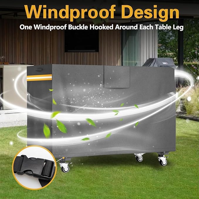EVRBUL 72''L x 29''W x 44''H Heavy Duty 420D Outdoor Bar Prep Table Patio Cart Cover, Outdoor Grill Prep Table Height Outdoor Furniture Protective Cover with Windproof Buckle & Reflective Stripe
