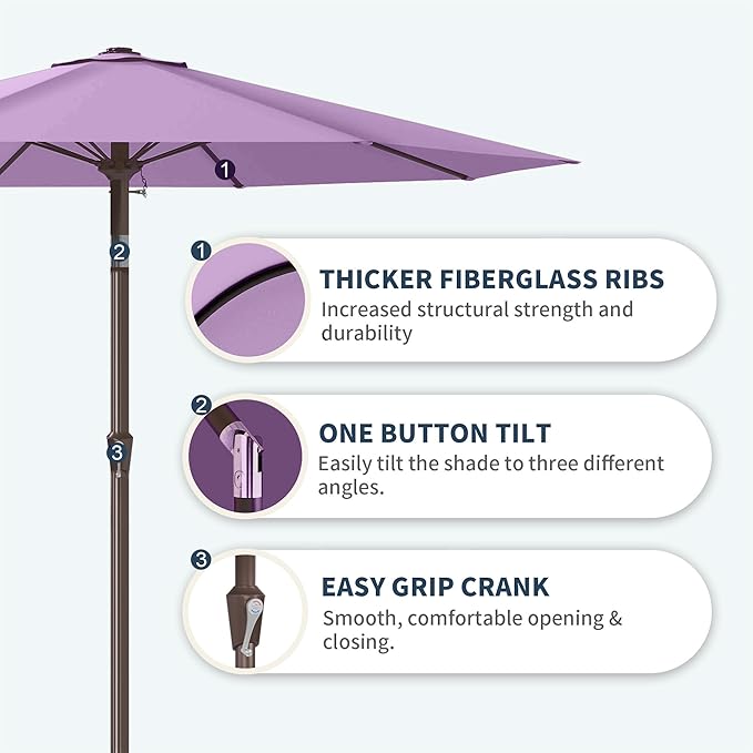 PatioKingdom 11FT Patio Umbrella,Outdoor Umbrella with Push Button Tilt and Crank,Market Table Umbrella with 8 Sturdy Fiberglass Ribs UV Protection