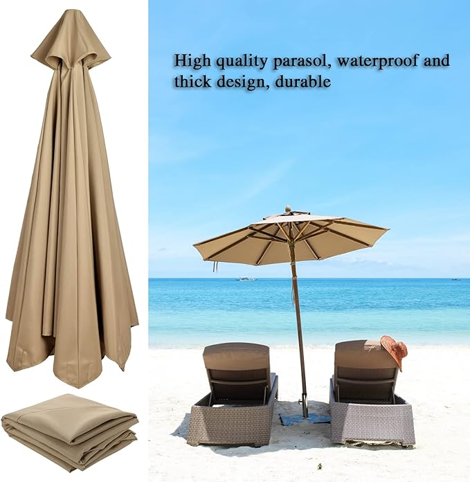 belupai 10ft Patio Umbrella Replacement Canopy, 6 Ribs Canopy Replacement Water Resistant Patio Canopy Outdoor Table Market Yard Umbrella Top Outdoor Umbrella Canopy for 56-58in Ribs (Canopy Only)(Orange, 6 Ribts)