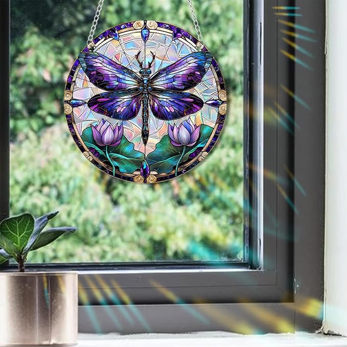 Acrylic Suncatcher Window Hanging, Hummingbird Sun Catcher Rainbow Indoor Window Decoration for Living Room Bedroom Summer Home Balcony Ornaments, 7.87 inches