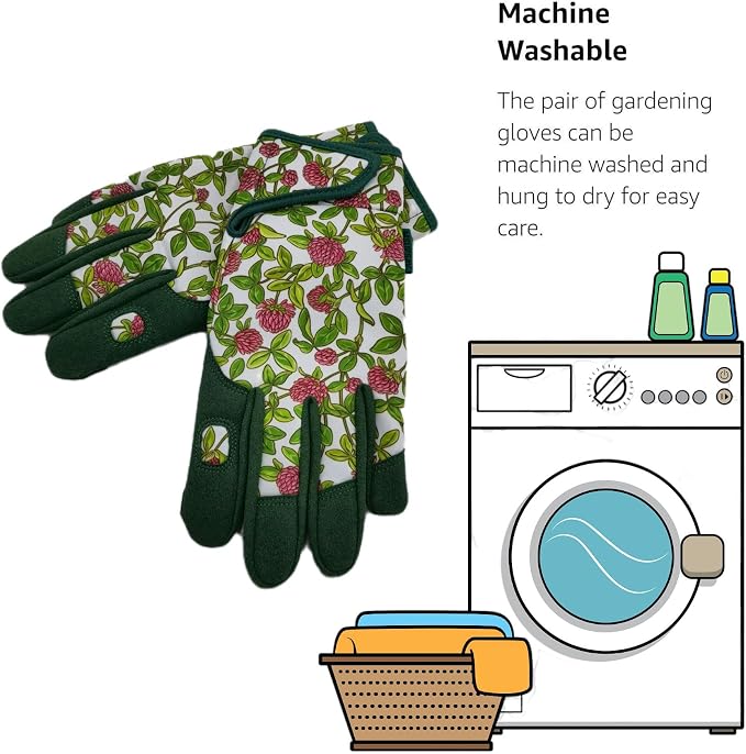 Cute Pattern Gardening Gloves,Thornproof Garden Glove,Gardener Gift | Gardening Gifts for Women,Touchscreen,Tender Thornproof,Cute Pattern,Protection Palm,Machine Washable,Adjustable Cuff