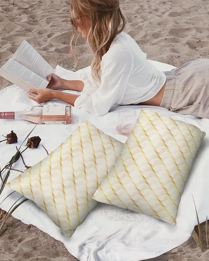 Prime Leader Outdoor Waterproof Pillow Covers Set of 2, Retro Gradient Yellow Abstract Geometric Patio Throw Pillow Covers, Decorative Cushion Case for Couch Sofa Furniture Garden, 20x12 Inch