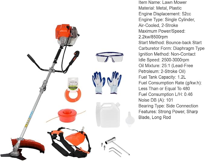 Weed Eater Gas Powered, 52cc 2-Stroke Gas String Trimmer, Weed Wacker Gas, 2 in 1 Gas Weed Trimmer with Full Functioning Guard Accessories (Orange)