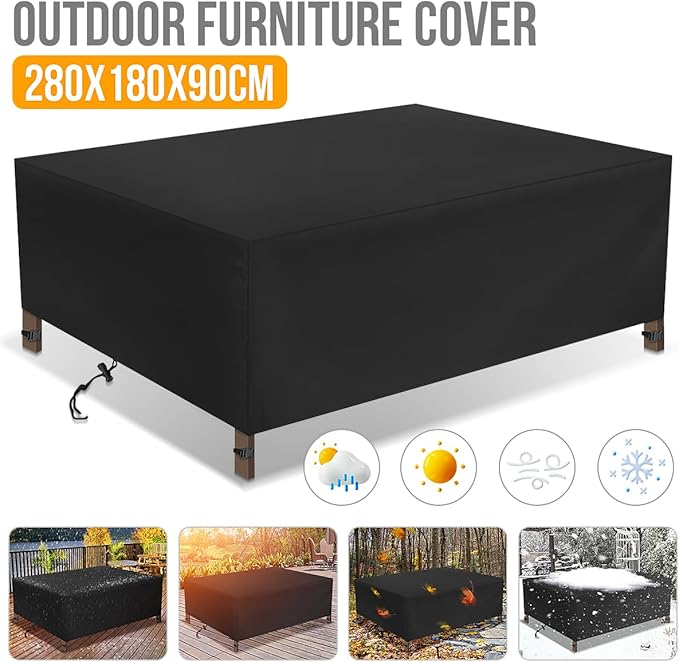 Essort Patio Furniture Covers, Extra Large Outdoor Furniture Set Covers Waterproof, 600D Rain Snow Dust Wind-Proof, Anti-UV (Updated Oxford, 110''x71''x36'')