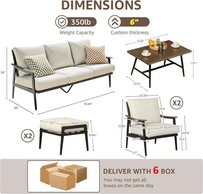NATURAL EXPRESSIONS 8 Pieces Patio Furniture Set, Outdoor Furniture Sofa Sectional Modern Metal Patio Conversation Set with High Back Wicker Backrest & Loveseat for Balcony, Backyard, Deck, Porch