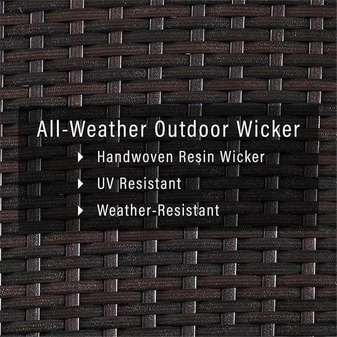 Pemberly Row Outdoor Storage Bin, 52 in x 25 in x 24.5 in, PE Wicker/Rattan and Steel, Brown Finish, UV-Resistant, Pneumatic Hinges, All-Weather Design, Ideal for Cushions and Garden Essentials