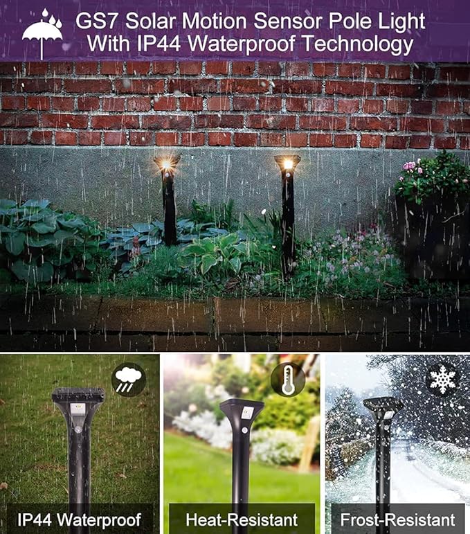 AURAXY Solar Outdoor Lights with Motion Sensor – Waterproof LED Pathway Lights for Yard, Garden, Walkway, Driveway – Auto On/Off, Easy Installation (4 Pack)