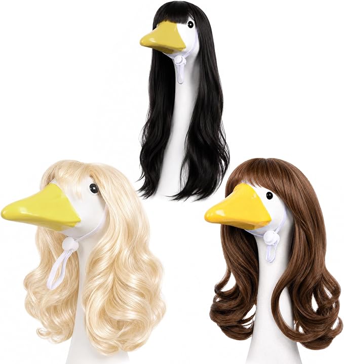 4Pcs Porch Goose Wigs Set Porch Goose Outfits Accessories for Outdoor Statue Accessories Garden Patio Yard Goosey Decoration (3PCS Wigs-B)
