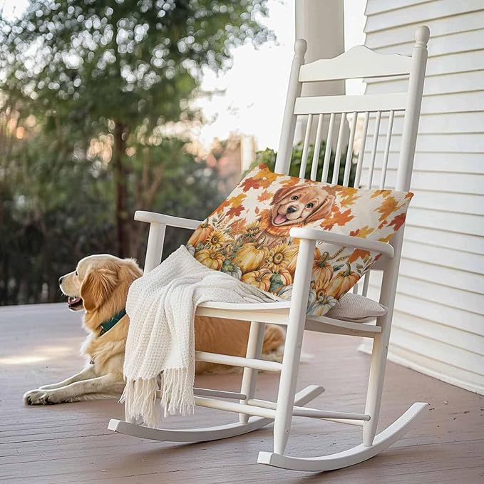 Orange Cute Dog Outdoor Waterproof Pillow Covers, Fall Pumpkins Maple Leaves Retro Pastoral Decorative Rectangle Throw Pillowcase Sofa Cushion Sham for Patio/Couch/Chair, 20"x12" 2 Pack
