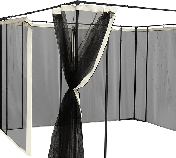Outsunny 10' x 13' Universal Replacement Mesh Sidewall Netting for Patio Gazebos and Canopy Tents with Zippers, (Sidewall Only) Beige, Black