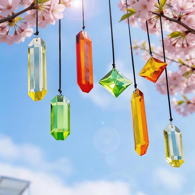 7PCS Crystal Prisms Suncatcher for Window Hanging (Season Design) | Rainbow Maker,Sun Catchers Indoor Window, Home Garden Thanksgivng Day Christmas Decorations,Gift For Women,Fall Decor