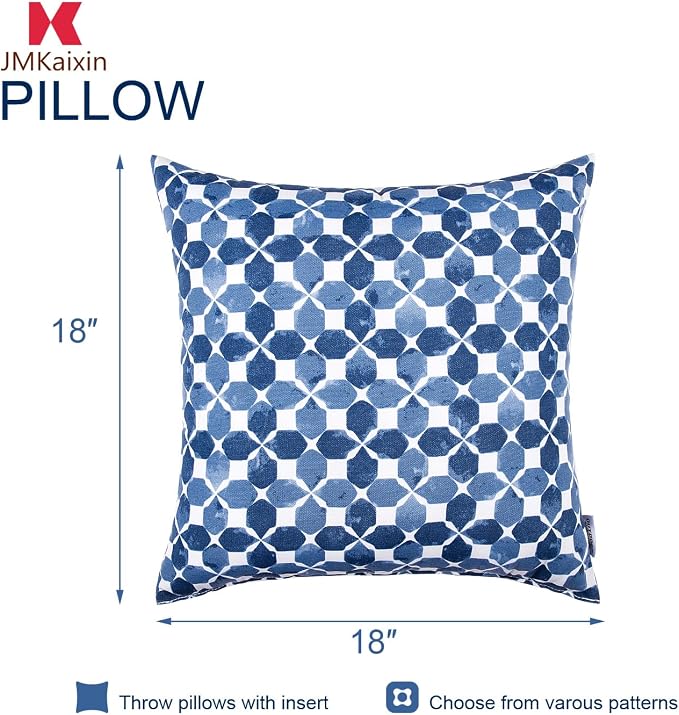 Outdoor Pillows 18"x18" Waterproof Decorative Pillows with Inserts | Pack of 2 Waterproof Decorative Throw Pillows with Inserts, Square Pillows for Bed, Couch, Sofa and Patio Furniture
