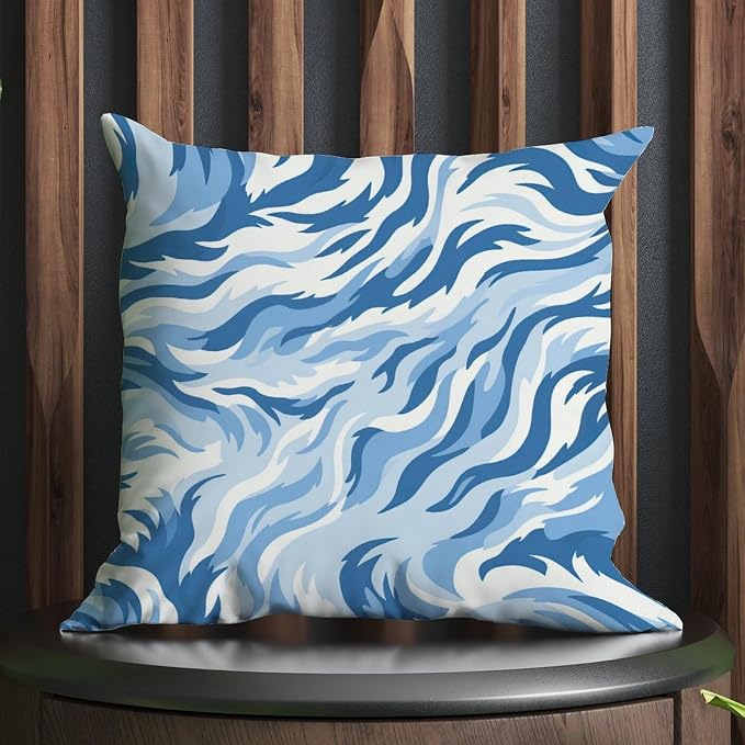 Blue Tiger Print Pillow Cover Animal Tiger Print Pillowcase 26x26 INAbstract Accent Outdoor Garden Decoration for Patio Garden Couch Tent