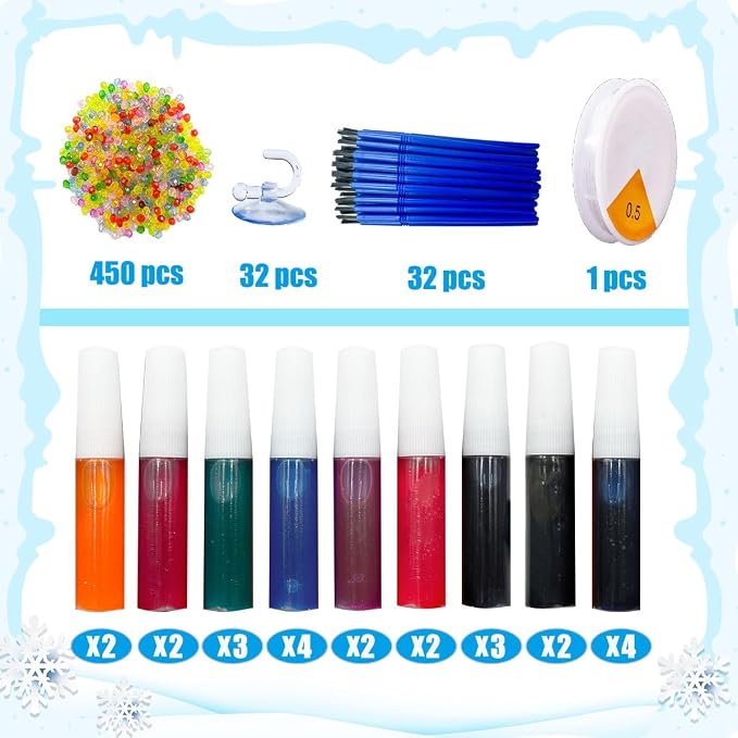 AUEKIV 32 Sets Suncatcher Kit Winter Snowflake Suncatchers Window Art Paint Sun Catcher DIY Craft Kits Christmas Snowflake Suncatcher Kit for Xmas Decoration Winter Home Classroom Party Activity
