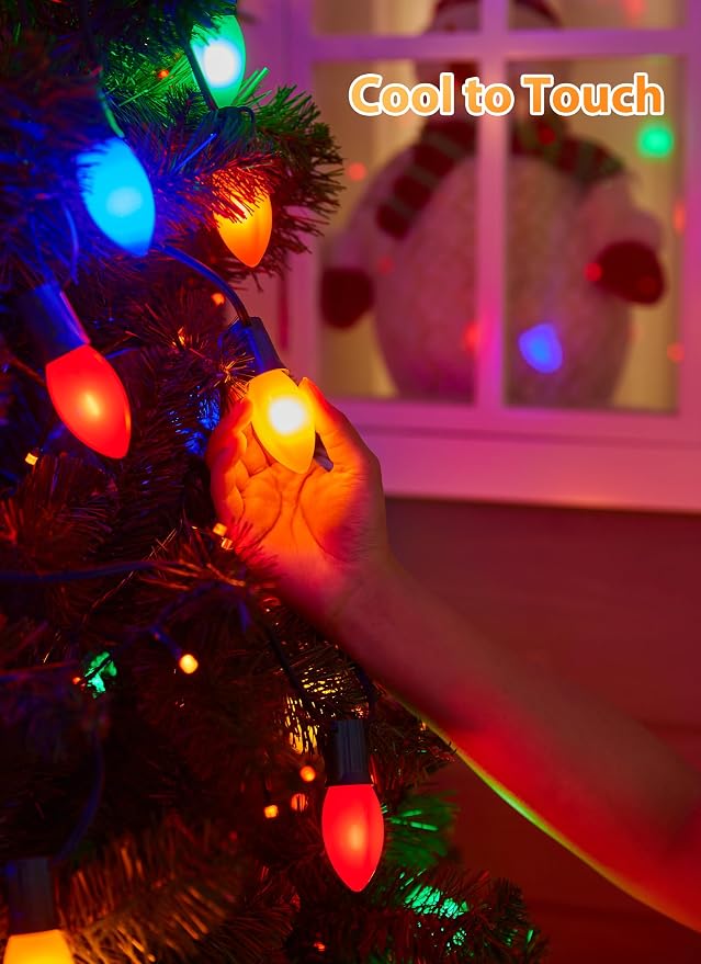 Vintage C9 Christmas Lights Outdoor, 200Ft 100 LED Multicolor String Lights | Waterproof Shatterproof Connectable Christmas Tree Lights for House Outside Roofline Patio Yard Home Xmas Decorations