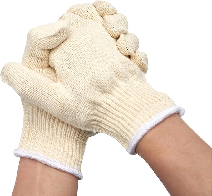 Safety gloves white cotton bbq heat liners grilling work glove men cooking women knitted cotton Pack of 12
