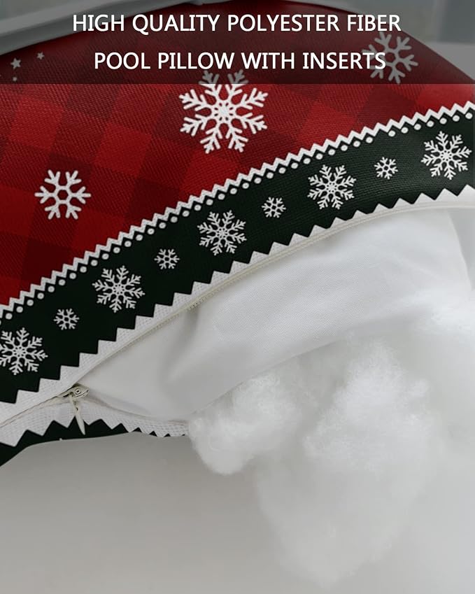 Outdoor Pillows Covers with Inserts Christmas Elk Dreamlike Snowflake Border Waterproof Recliner Pillow with Adjustable Strap Throw Pillows for Patio Furniture Pool Lounge Chair, 11x16 inch, 1PCS
