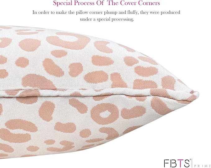 Pack of 2 Outdoor Waterproof Decorative Lumbar Pillows Covers for Patio Furniture, 20x12 Inch Fade Resistant Patio Garden Lumbar Cushion Covers for Couch Bed Sofa, Leopard Grain Pink