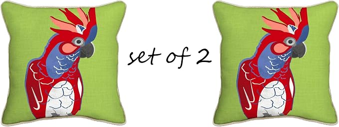 Comfort Classics Indoor/Outdoor Cockatoo Lime Throw Pillow (Set of 2) 17x17x2