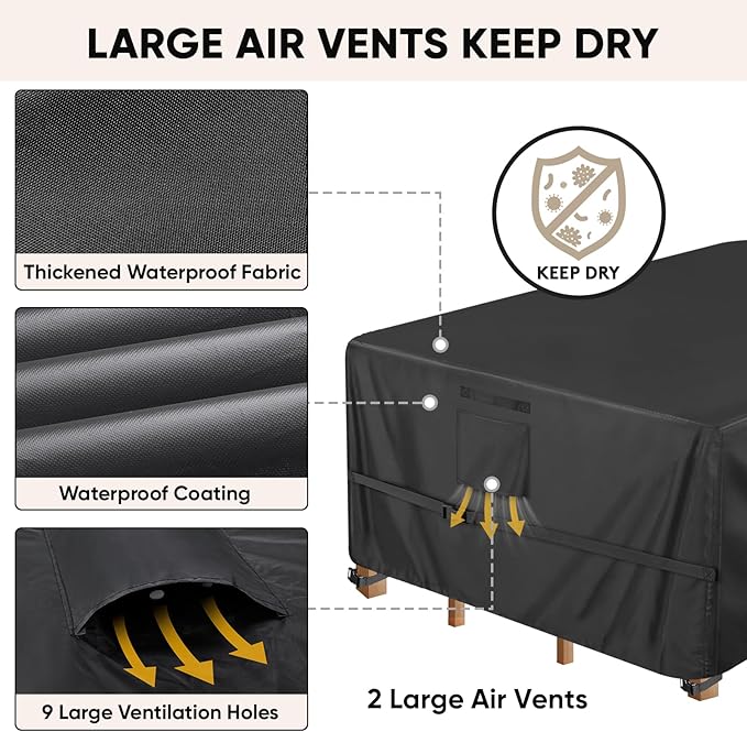 BALEINE Patio Furniture Covers, Outdoor Furniture Covers Waterproof, Heavy Duty Oxford Patio Table Cover for Outdoor Table, Chair, Sofa, Desk (Black, 86"L x 44"W x 28"H)