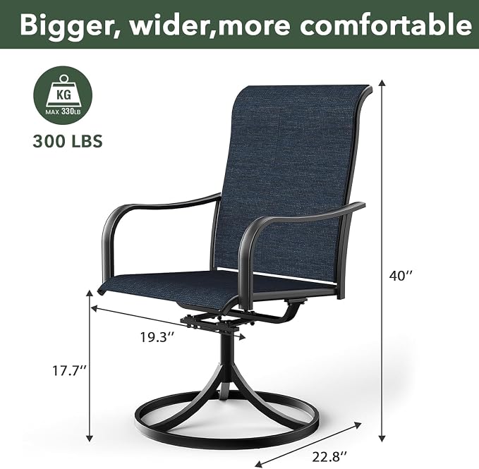 Outdoor Patio Set, 37" Square Glass Dinging Table and 4pcs Swivel Chairs, All-Weather Patio Furniture Set with 1.7" Umbrella Hole for Garden Backyard Lawn Poolside
