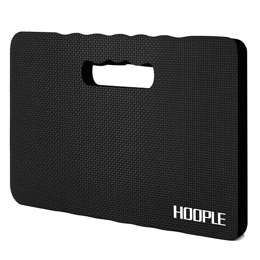 HOOPLE Kneeling Pad for Gardening, Lightweight Foam Knee Cushion for Garden, Bath, Yoga & Exercise, Waterproof Comfort Kneeling Mat for Home, Garage & Outdoor Work, Black 14.6 x 11.5 x 0.7 Inch