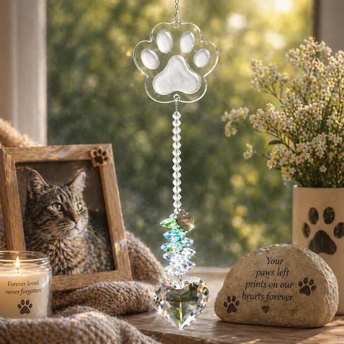 Pet Memorial Suncatcher, Dog Memorial Gifts, Pet Loss, Pet Sympathy, Thoughtful Dogs and Cats Remembrance, Bereavement Gifts - Green