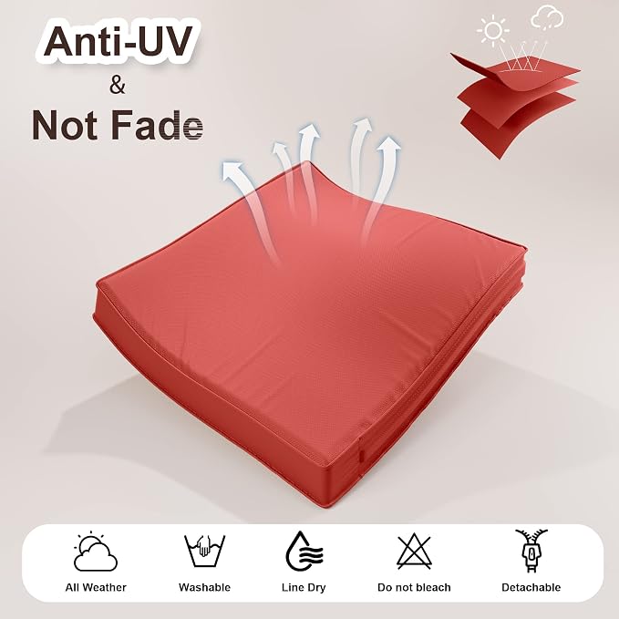 Kurapika Outdoor Cushion Slipcovers 11PCS Patio Set Cushion Covers Replacement for Outdoor Furniture Set, Outdoor Sofa Seat Cushion Cover and Backrest Pillow Covers (Red)
