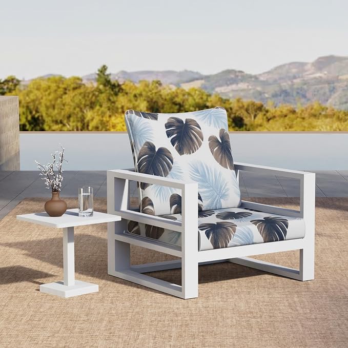 2 Pack Outdoor Throw Pillows 26" Patio Sofa Pillow,Blue Leaves | Water-Resistant Outdoor Cushions,Decorative Pillows with Insert for Patio Garden Porch,Blue Leaves