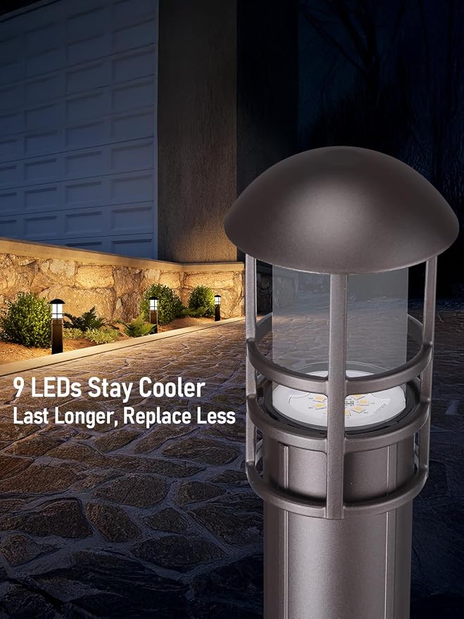 LEONLITE 6-Pack Low Voltage Landscape Pathway Lights, 3W, CRI90, 3000K | 12-24V AC/DC, Aluminum, ETL, Warm White, Low Voltage LED Bollard Path Lights, for Walkway Yard Garden