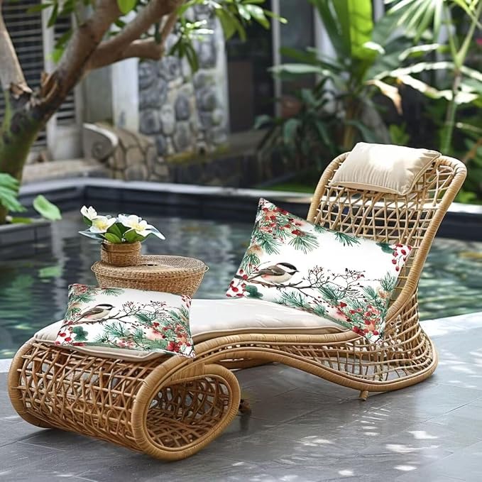 Outdoor Pillows Waterproof Set of 2 Outdoor Pillow Covers 16x24 Inch, Flower Throw Pillows Bird Pillow Covers, Summer Garden Decorative Pillows Outdoor Pillows for Patio Furniture Car Home Decor-hs180