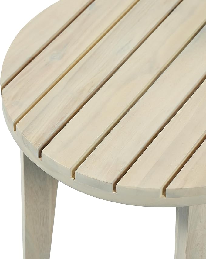Christopher Knight Home Perla Set of 2 Acacia Wood Club Chair and Coffee Table, 3 Piece Patio Bistro Set, Solid Wood Outdoor Patio Furniture Set with Center Table, Light White+Sand