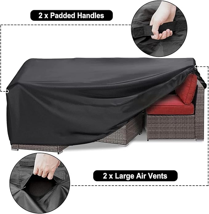 Patio Furniture Covers Waterproof, Outdoor Furniture Covers Rip-proof for Patio Furniture Set Table and Chairs, Windproof UV and Fade Resistant Outdoor Sectional Cover 74"L X 47"W X 28"H