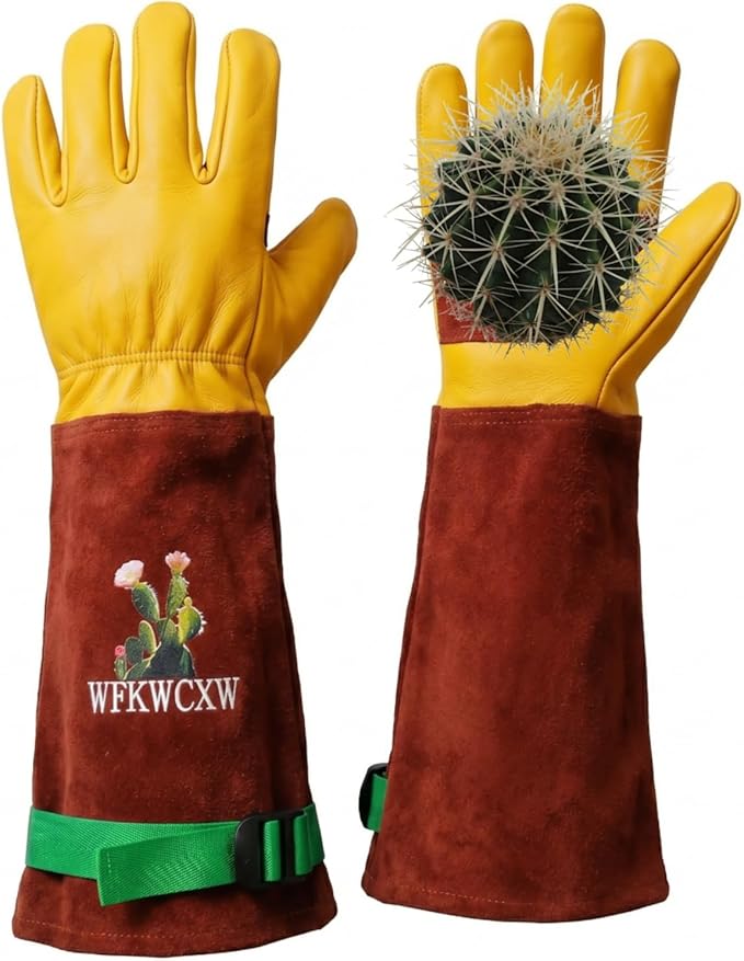 Cow Leather Gardening Gloves, Adjustable&Thorn Proof,Cactus Handling,Rose Pruning,Gardening Gifts For Women/Men
