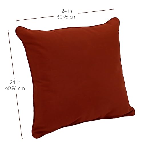 Factory Direct Partners Presidio 24" x 24" Square Decorative Throw Pillow Set with Piping for Indoor/Outdoor Furniture; UV, Fade, Weather-Resistant Olefin Fabric (2-Pack) - Rust Red, 13811-118