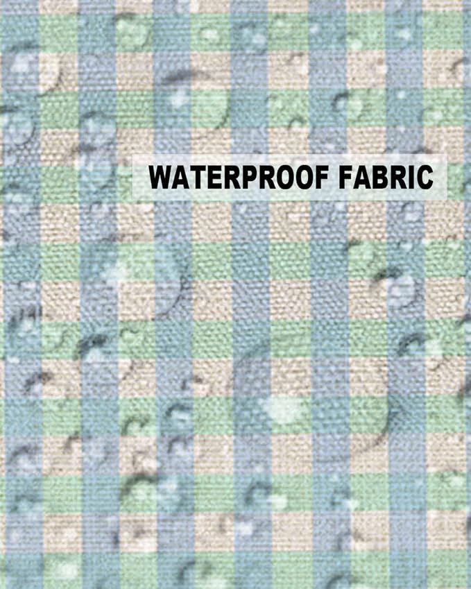 Outdoor Waterproof Throw Pillow Covers Set of 2 Buffalo Plaid Pillowcases 24x24 Inches Blue Linen Classic Checked Patio Decorative Pillows Cushion Case Patio Pillows for Couch Bed Chair Garden