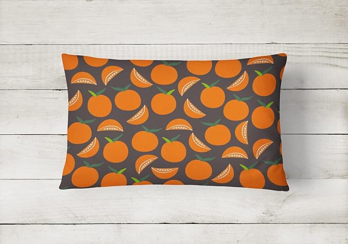 Caroline's Treasures BB5142PW1216 Oranges on Gray Canvas Fabric Decorative Pillow Machine Washable, Indoor Outdoor Decorative Pillow for Couch, Bed or Patio, 12HX16W