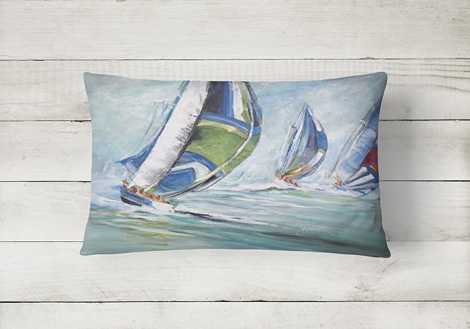 Caroline's Treasures JMK1030PW1216 Boat Race Canvas Fabric Decorative Pillow Machine Washable, Indoor Outdoor Decorative Pillow for Couch, Bed or Patio, 12HX16W
