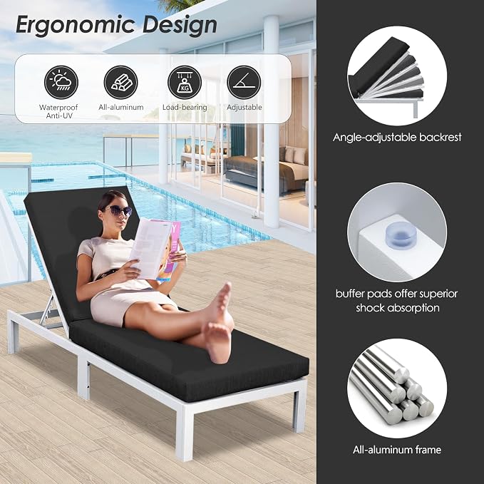 RADIATA 7 Seat Large Aluminum Patio Conversation Set with Lounge & Fire Pit Table, 29" Deep Wide Seat, High End Modular Sectional Seating, 500 lbs Heavy Duty Anti-Rust Outdoor Sofa for Poolside, Black