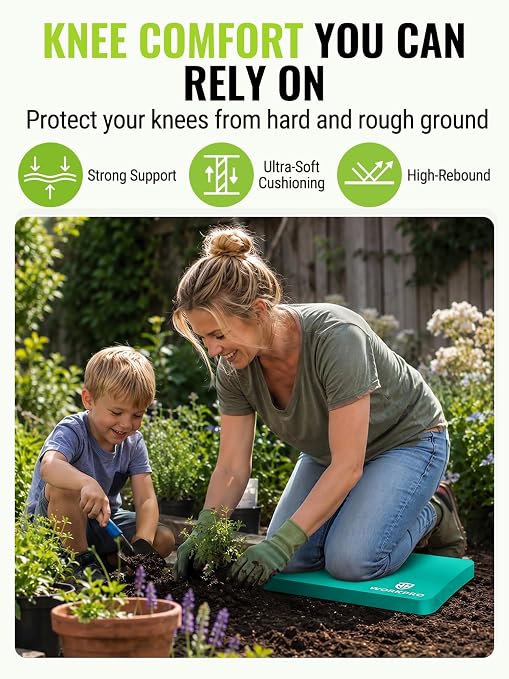 WORKPRO Extra Thick Kneeling Pad,2 Pack, 17.5 x 11 x 1.5 in | Robin's Egg Blue, Soft NBR Foam Cushioning for Knee, Large Foam Kneeler Mat for Gardening, Exercise, Workout Supplies