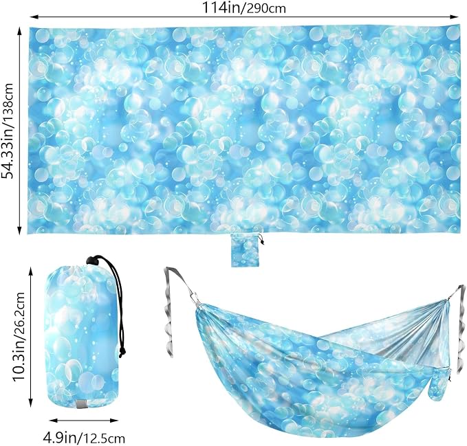 Camping Hammock Outdoor Hammocks for Outside Blue Bubble Beach Trees Portable Lightweight with Pockets Tree Straps Indoor