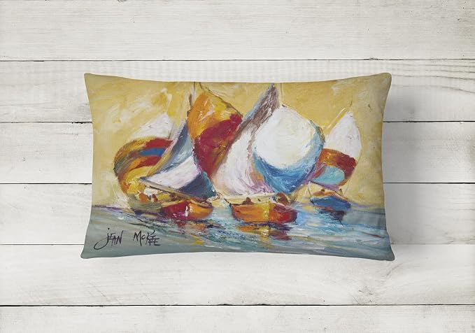 Caroline's Treasures JMK1029PW1216 Boat Race Canvas Fabric Decorative Pillow Machine Washable, Indoor Outdoor Decorative Pillow for Couch, Bed or Patio, 12HX16W