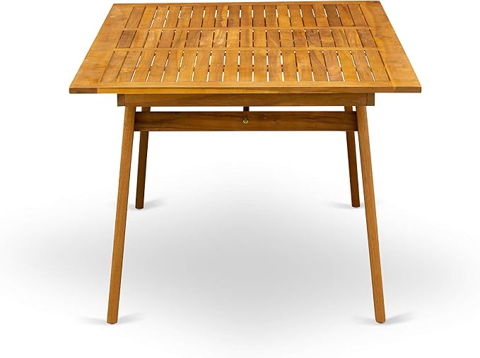 East West Furniture DEBS5CANA 5 Piece Patio Dining Set Includes a Rectangle Outdoor Acacia Wood Table and 4 Folding Arm Chairs, 40x72 Inch, Natural Oil