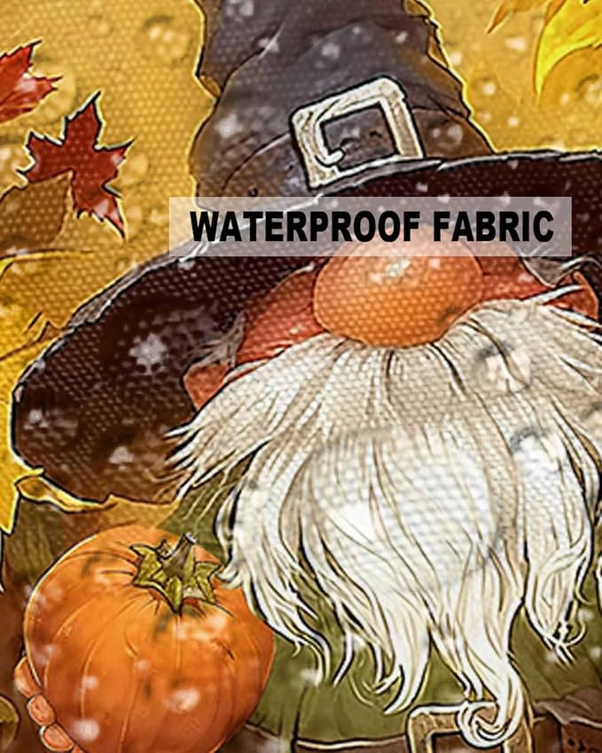 Outdoor Waterproof Throw Pillow Covers 24x24in, Fall Harvest Pumpkins Gnome Cushions for Garden Patio Furniture Chairs Set of 2, Thanksgiving Sunflowers Home Decor Couch Sofa Polyester Pillow Cases
