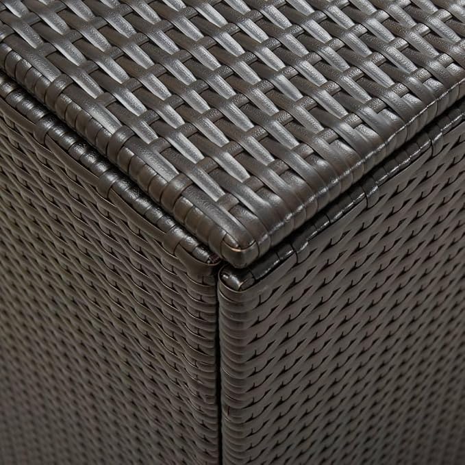 Large Outdoor Storage Box Brown Poly Rattan Rectangular Garden Storage Container for Patio Deck Poolside
