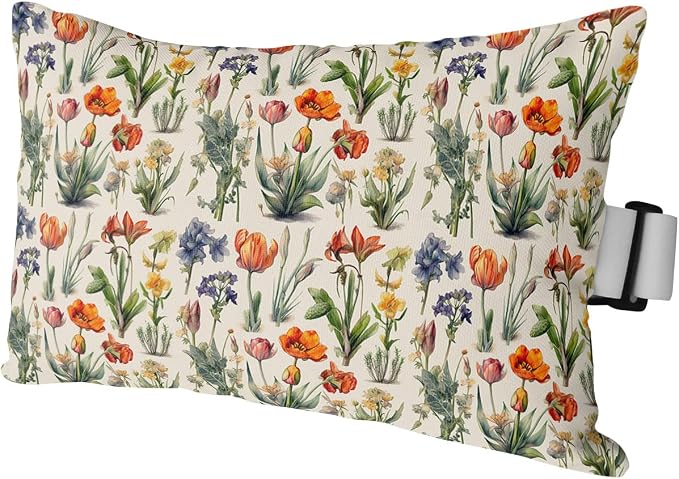 Outdoor Pillows Covers with Inserts Vintage Flowers Plantl Colorful Flowers Green Leaves Waterproof Pillow with Adjustable Strap Throw Pillows for Patio Furniture Recliner Lounge Chair, 11"x16", 1PCS