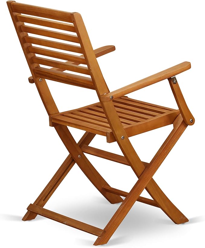 East West Furniture DEBS9CANA 9 Piece Patio Garden Table Set Includes a Rectangle Outdoor Acacia Wood Dining Table and 8 Folding Arm Chairs, 40x72 Inch, Natural Oil
