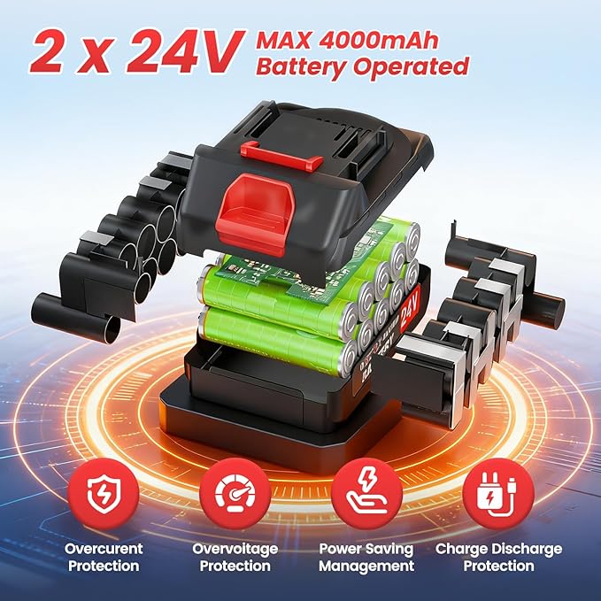 ALSO GO Cordless Weed Wacker 24V, Electric Grass Trimmer with 2 * 4A Batteries & Charger, 3 in 1 Stringless Weed Trimmer, Battery Powered Weed Eater/Brush Cutter/Lawn Mover for Garden and Yard