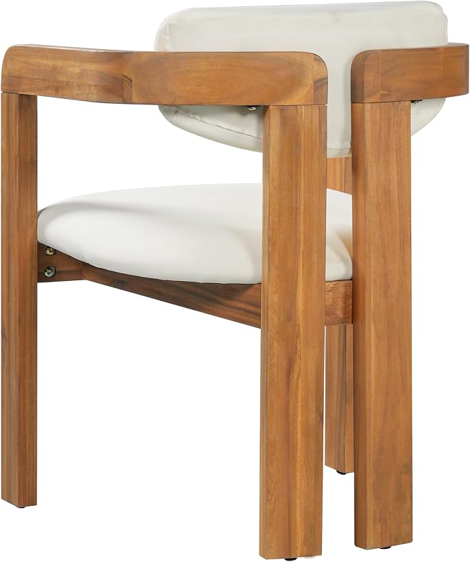 Christopher Knight Home Katy Modern 5 Piece Outdoor Dining Set, Round Dining Table Set for 4 with Chairs, Acacia Wood Patio Furniture Set with Barrel Chairs and Seat & Back Cushions, Beige+Brown