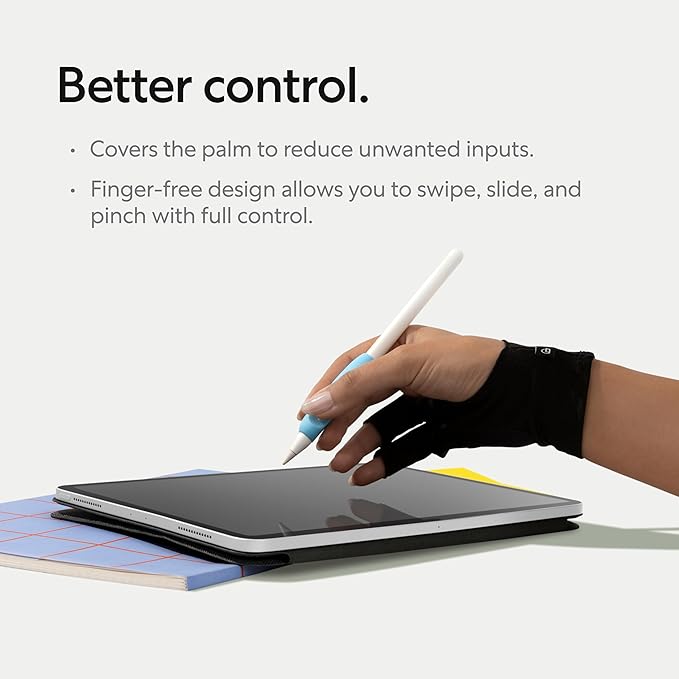 Paperlike Drawing Glove for iPad - Artist Glove for Drawing on Tablets (Right and Left Hand; 3 Sizes: S, M, L)